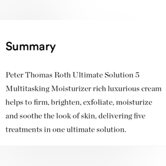 PETER THOMAS ROTH ULTIMATE SOLUTION 5 MULTI-TASKING MOISTURIZER 5-IN-1 TREATMENT - Picture 7 of 11